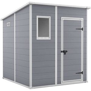 Keter 6′ x 6′ Manor Plastic Pent Garden Storage Shed – Grey